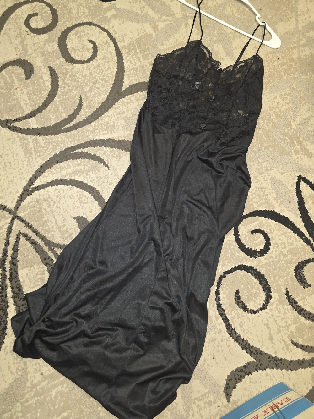 delicates Black Lace-Top Maxi Slip Dress